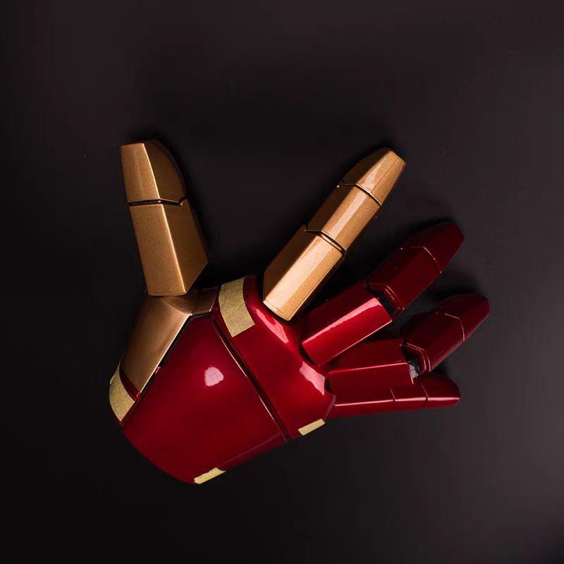Left And Right Hands Iron Man Armor Wearable Arms Mk42 Gloves Cos Model Toys Led Lighting Decoration Prop Wearing Model Toy Gift
