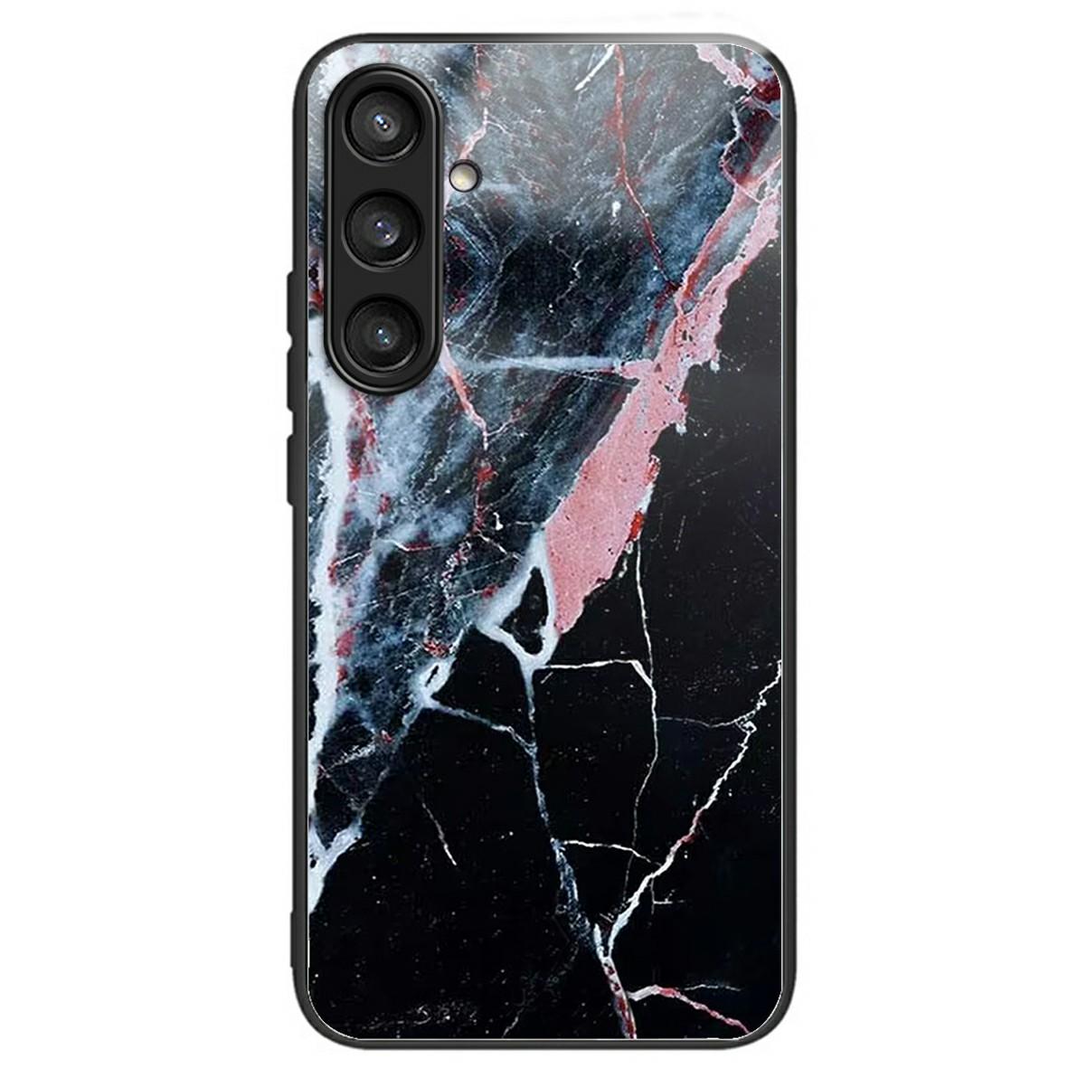 

Чехол для Samsung Galaxy S24 FE Задняя крышка из закаленного стекла с печатью узора Black White Marble