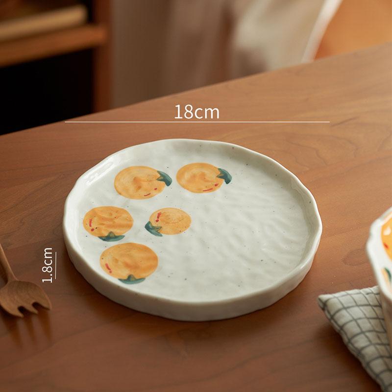 Handbemalter Keramikteller mit Obstmuster, kreativer Dessertteller, Steakteller, Pastaschüssel, Snackschale, Heimspezialgeschirr