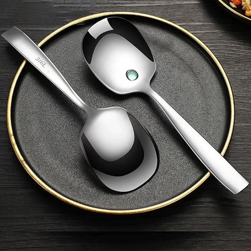 Long Handle Stainless Steel Square Head Design Thickened Soup Spoon Round Spoon Dinner Shovel and Spoon Cooking Tableware4
