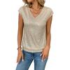 Women's V-neck Sequined Sleeveless Sparkly Tank Top for Women