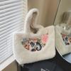 Embroidery Plush Handbag Chinese Style Plush Change Pouch Plush Tote Bag  Key Lipstick Earphone