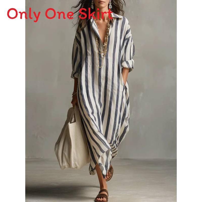 Stripe Shirt Dress With Pockets For Casual Summer Wear