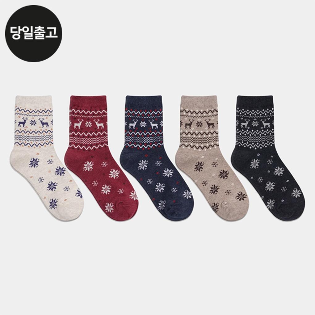 

PG Women s/Student Winter Deer Mid-Calf Socks (5 Pairs) Set Daily Student Girls Fashion