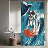 1pc Dog Surfing Shower Curtain with Fun Animal Pattern Landscape Decor Bathroom Decoration Polyester Fabric Includes 12 Hooks