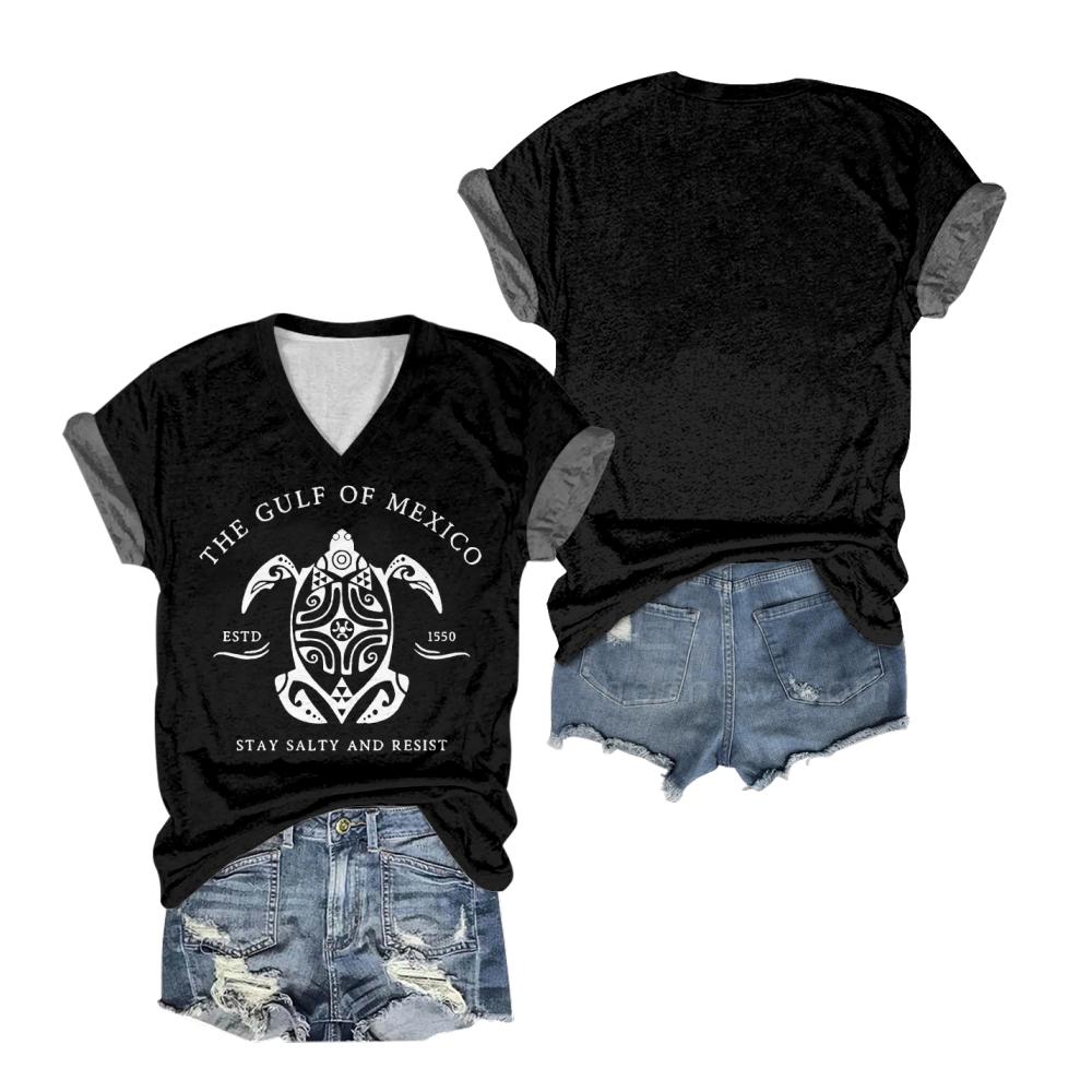 

20 цветов летней моды с принтом Мексиканского залива для женщин с изображением морской черепахи футболка повседневные дышащие футболки свободные футболки футболки уличные футболки больших размеров S чёрный