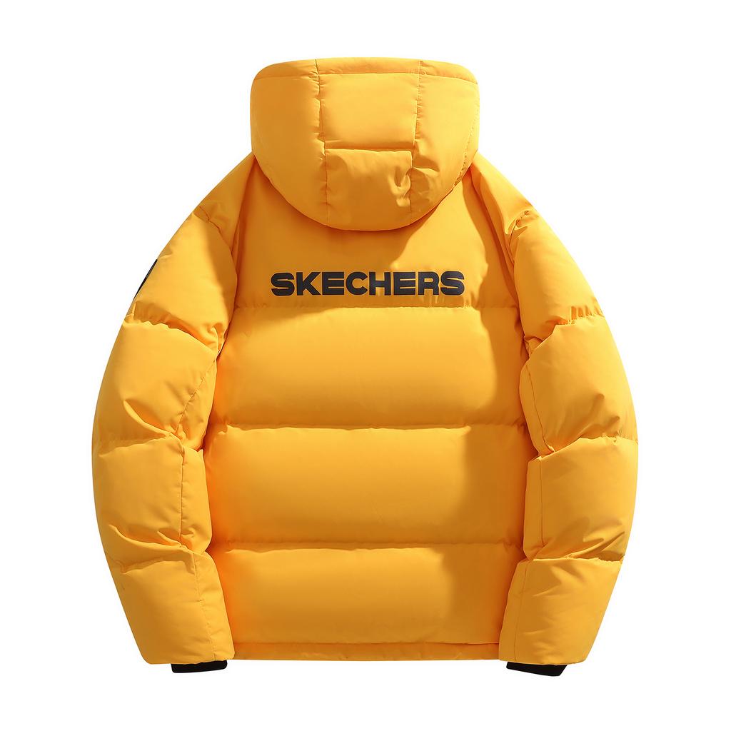 Skechers Diamond Series Hooded Pocket Short Solid Color Down Jacket Unisex Jacket Cadmium-Yellow L424U278B-00H4