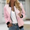 Women's Fashion Casual Printed Zip Jacket With Pockets Long Sleeve Coat