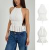 Sleeveless Chiffon Vest Tops Halter Women's Crop Top Fashion Lace-up Camisole  Beach