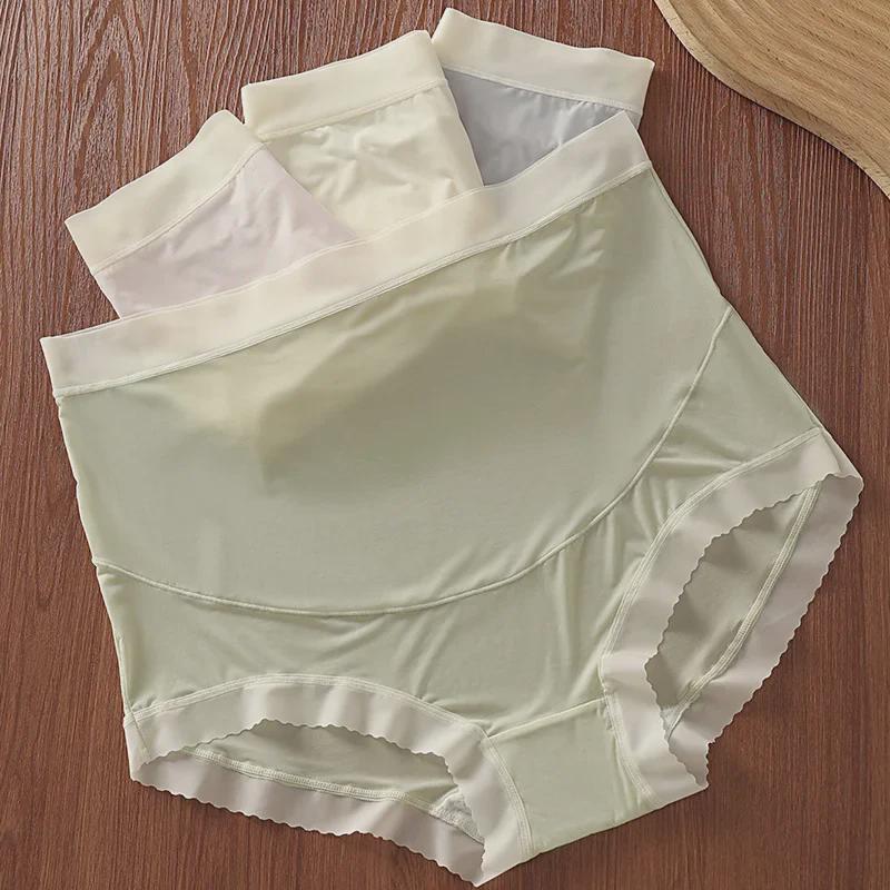 High Waist Seamless Maternity Underwear - Breathable, Supportive, Antibacterial Cotton Crotch, Large Size