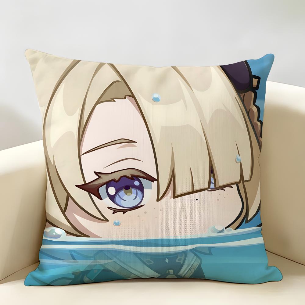 Freminet Genshin Impact Cushion Cover Natural Linen Organic Fabric DoubleSided Printing Room Sofa Decor Pillow Case