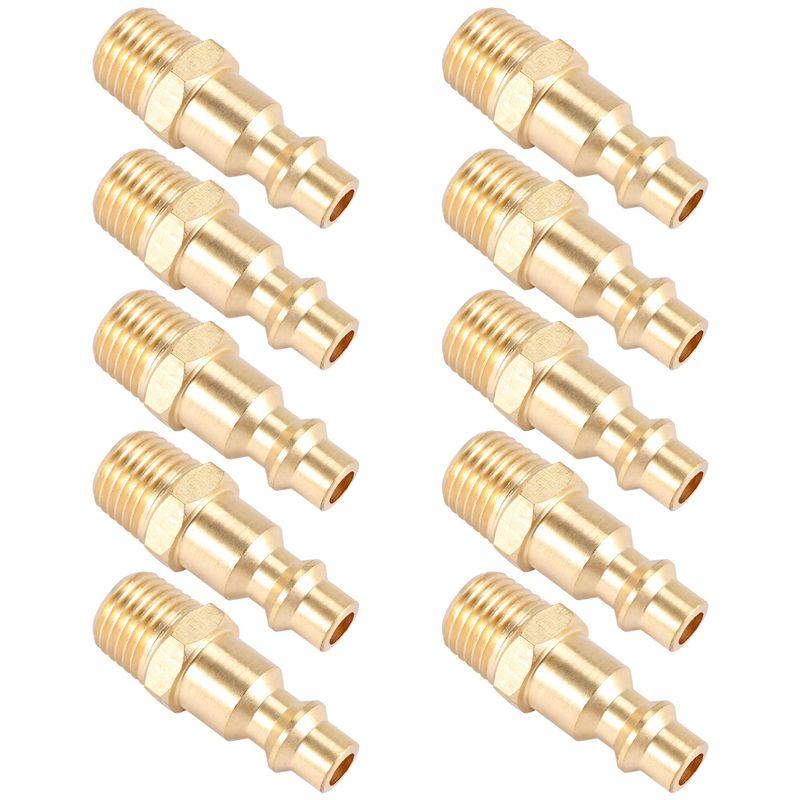 Feb.Brass 1/4 Inch NPT Male Air Hose Quick Connect Adapter,Air Coupler Plug Kit,Air Compressor Fittings 10Pcs (Male NPT)