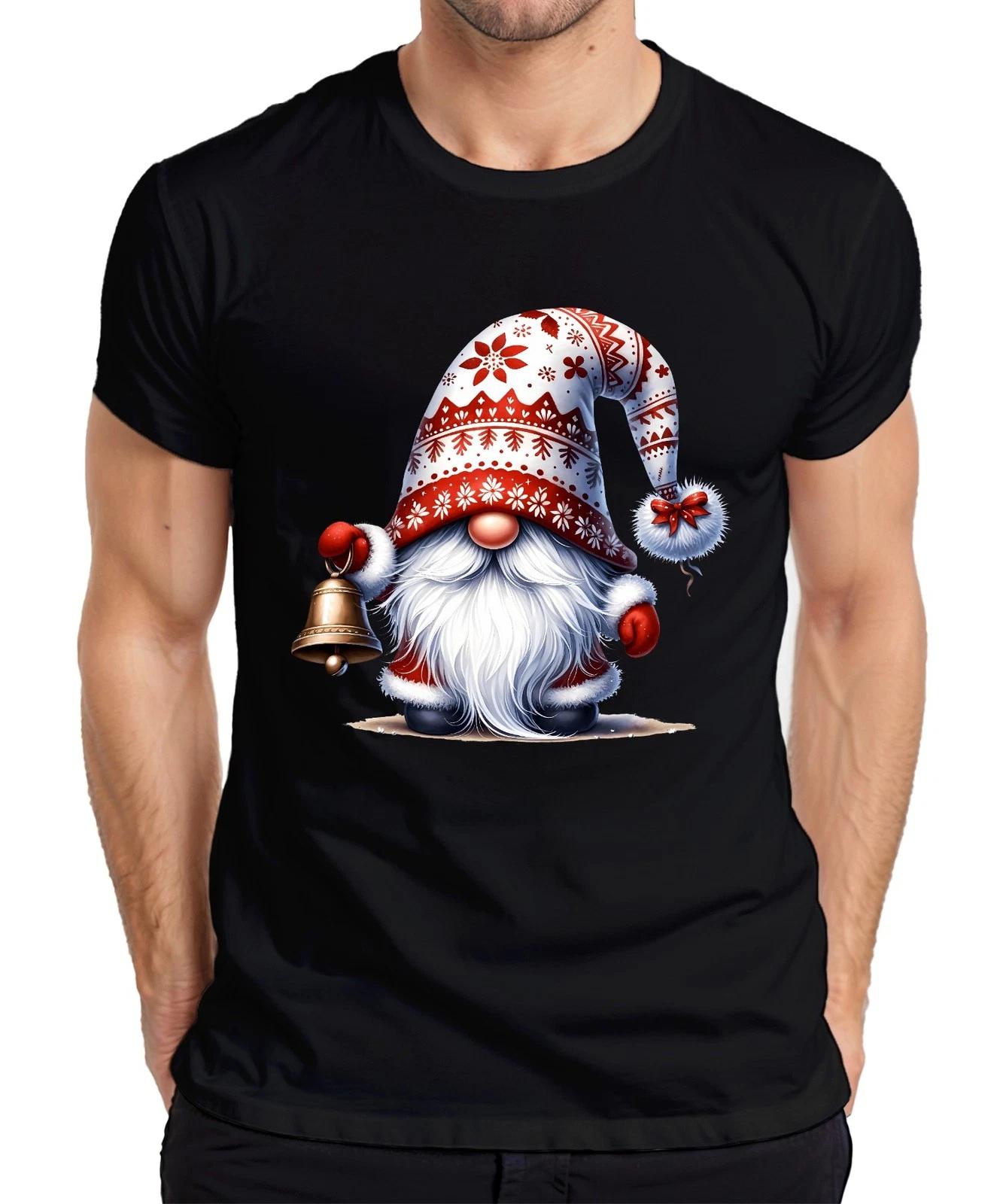 Süßer Weihnachtsgnom mit Glocke und Weihnachtsmütze Wichtel Zwerg Herren T-Shirt XXL