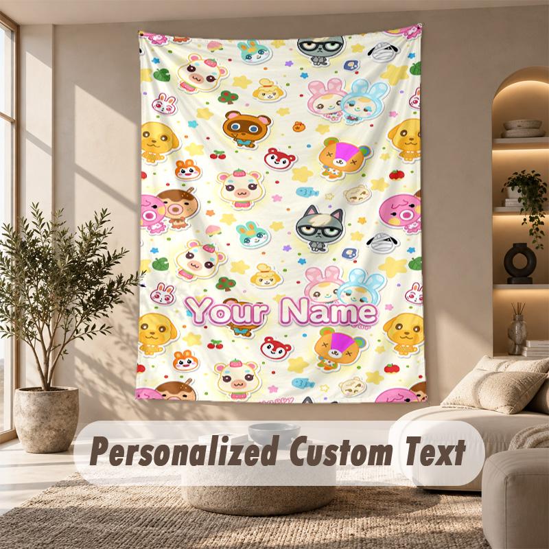 Tapestry Custom Name Text, Wall Hanging Tapestry Home Room DecorAnimal Crossing