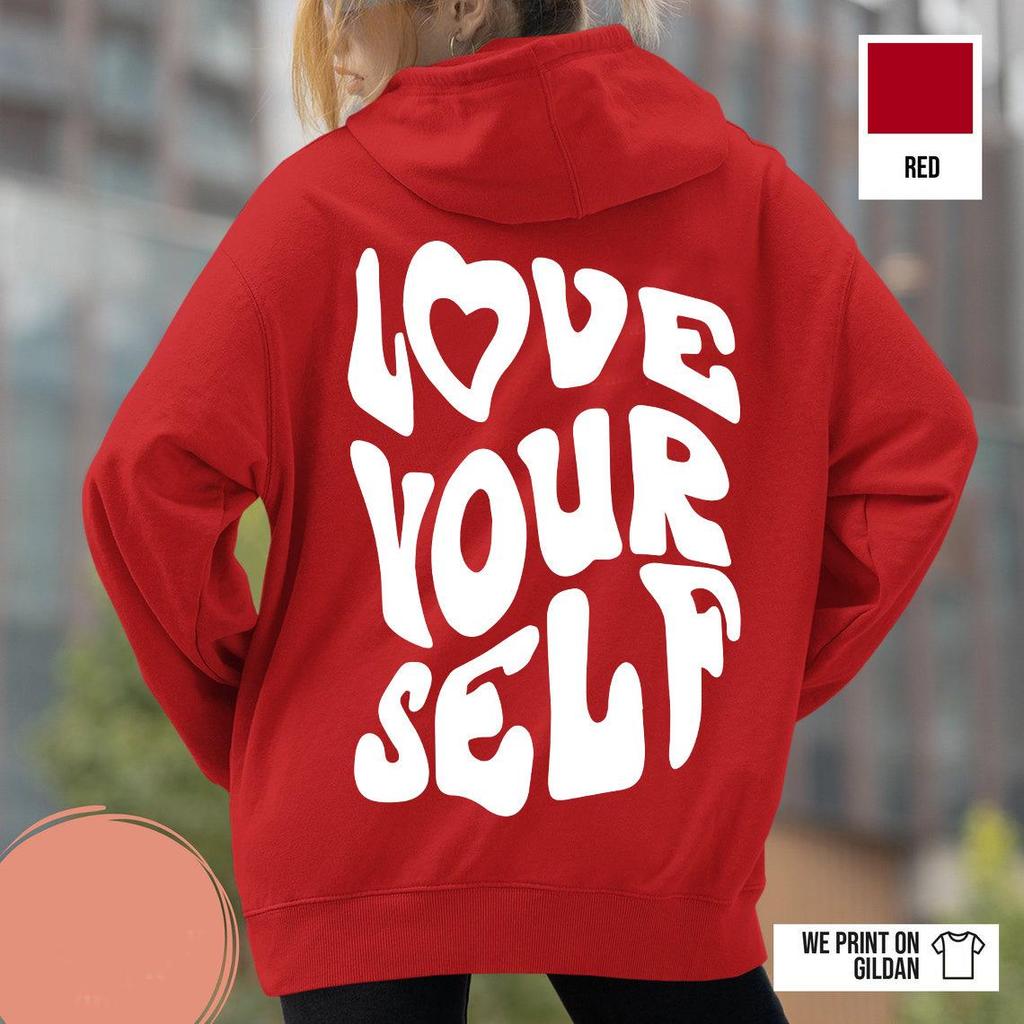 Women's Harajuku Fleece Hoodie with Back Letter Print