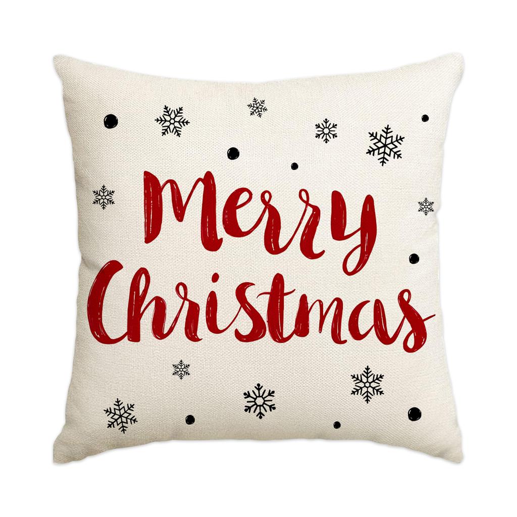 1Pc/4Pcs Christmas Pillow Cover, Merry Christmas Hello Winter Vacation Sofa Cushion Cover Decoration Living Room Cushion Cover