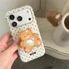 Magnetic Mirror iPhone Case with Korean Style Polka Dot Bear Heart Design (Compatible with iPhone 17, 16 Pro Max, 15, 14)