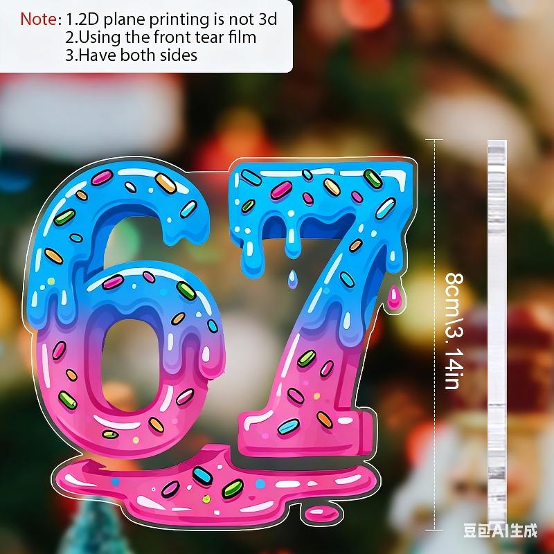 2D Flat Number 67 Valentine's Day Acrylic Decorative Sign, Couples Gift, Suitable for wall decoration, porch, room, villa, accents Home, Hallway, or W