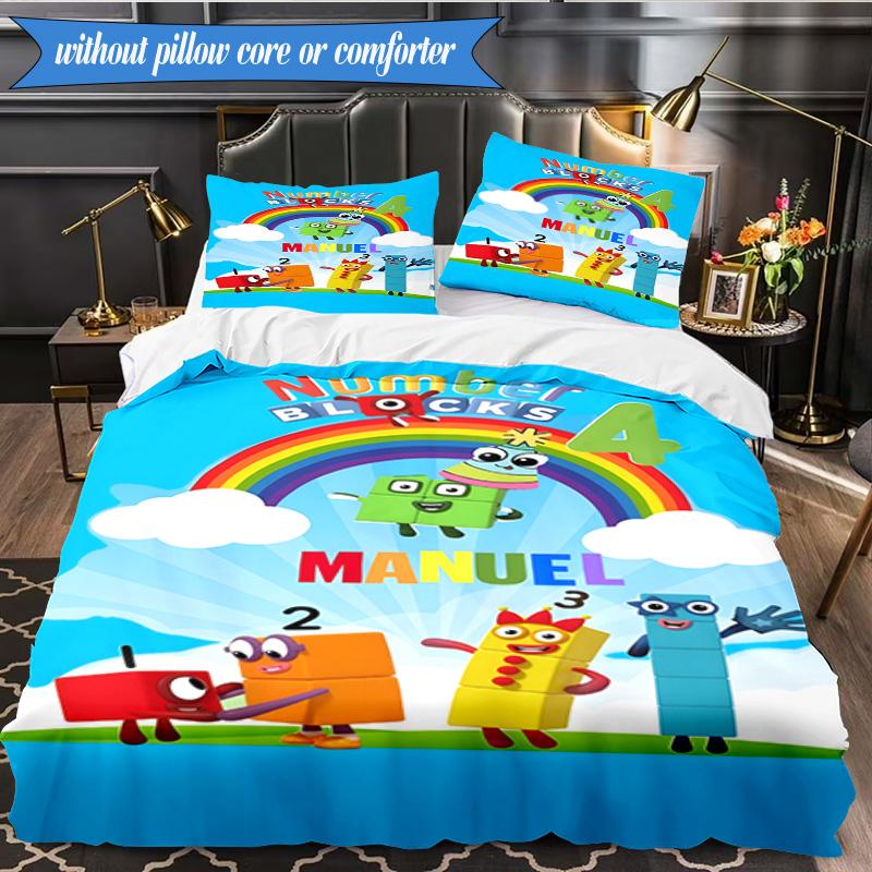 Number-Blocks Abenteuer 3er K-Pop Musikgruppe Bettwäsche-Set, Ideal für Schlafzimmer, Wohnheim, Inklusive Bettbezug und 2 Kissenbezügen, Fan-Geschenke