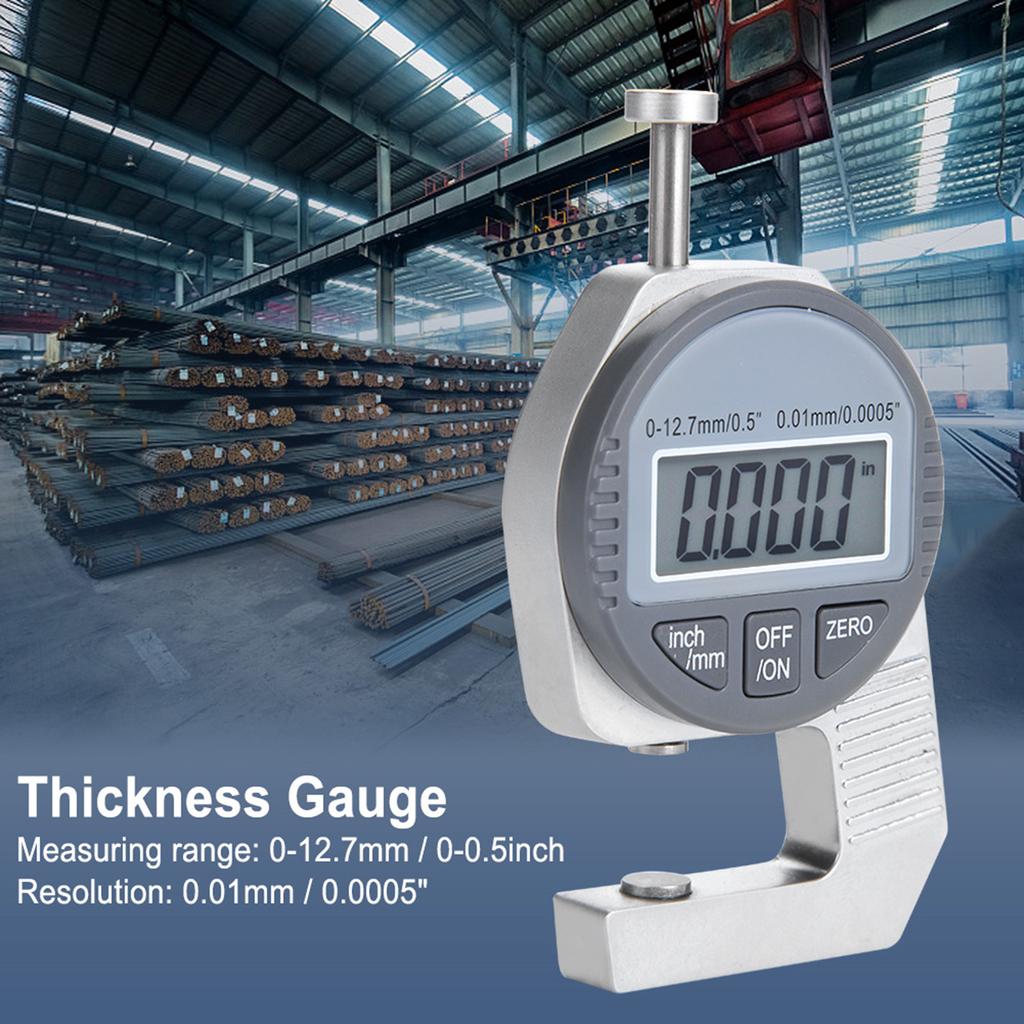 Digital LCD Readout Percentile Thickness Gauge 0 12.7mm 0.5  0.01mm   0.0005  Flat Measure Head