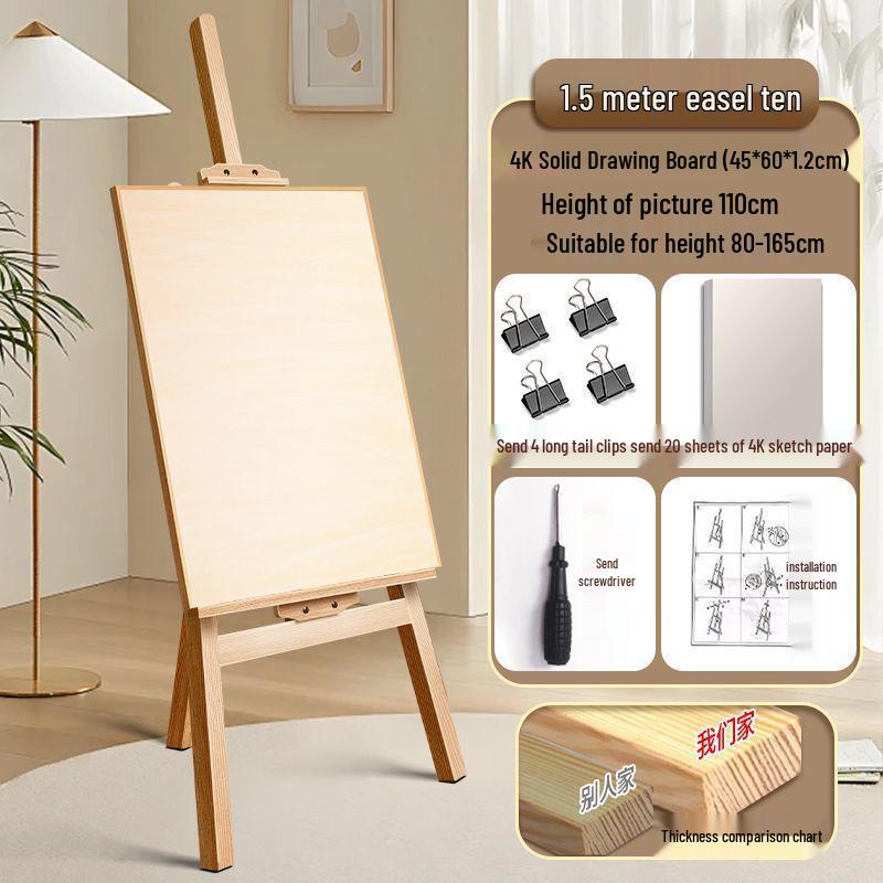 Wooden Tripod Floor Easel for Oil Painting - Foldable Art Student Stand