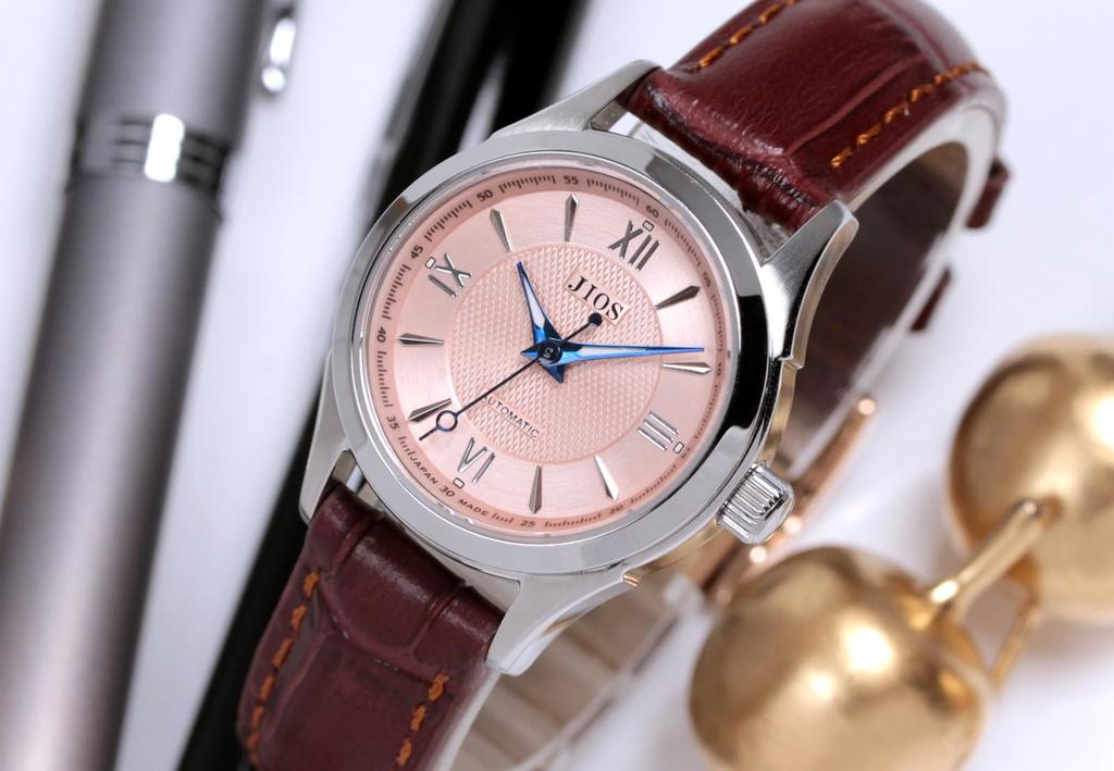 JIOS AWAZU Automatic No Battery Replacement Sapphire Genuine Leather Crocodile Silver x Biwa Trout Salmon x Blue Hands [JIOS] Women's Watch,