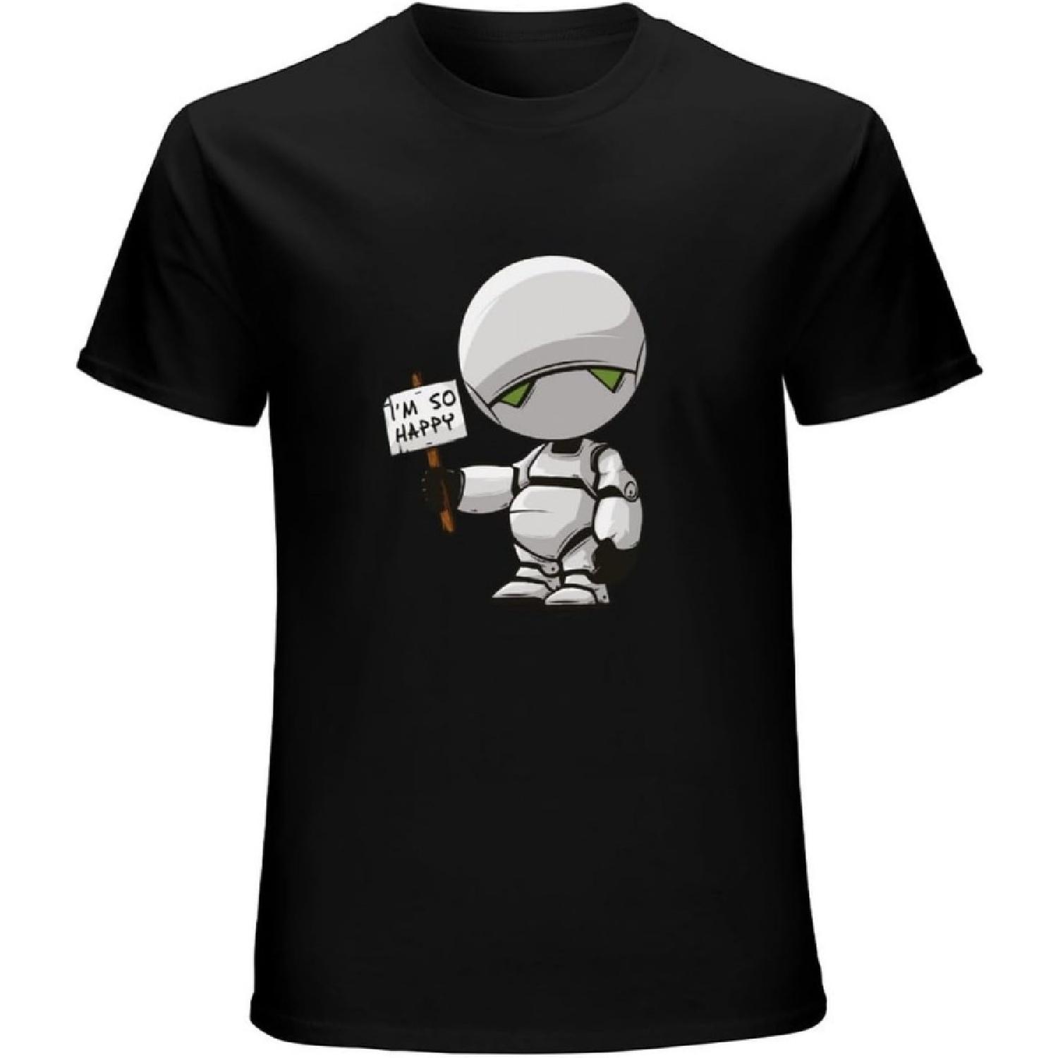 

WANG LI DA Men s T Shirt Marvin The Paranoid Android Hitchhiker s Guide to The Galaxy Funny Artsy Awesome Artwork Black XXXXXL чорний