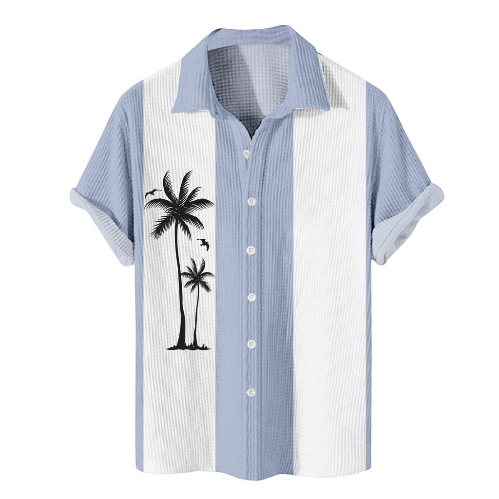 Chemises à manches courtes à boutons imprimés hawaïens pour hommes Chemises à manches courtes à la mode décontractée pour hommes