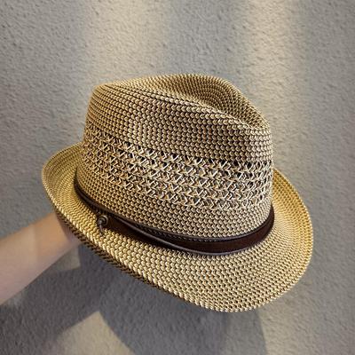 Men's Summer Korean Style Trendy Large Head Fedora: Breathable Middle-Aged Casual Straw Jazz Hat.