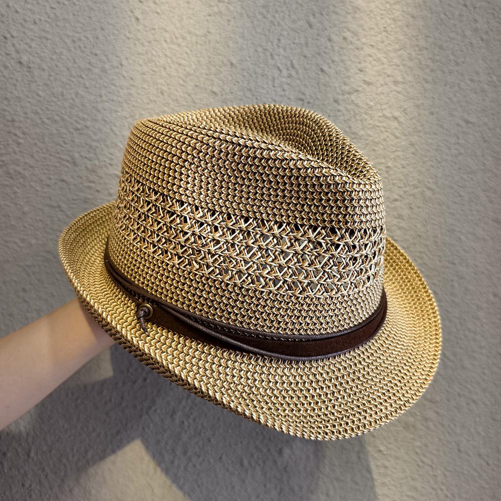 Fedora Estivo da Uomo Stile Coreano Trendy con Testa Larga: Cappello Jazz in Paglia Traspirante Casual per Mezza Età.