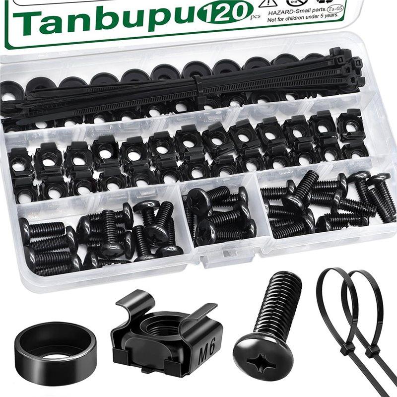 

Fresh 120Pcs M6 Cage Screw Nut Washer Set For Cable Ties Self-Locking Assortment Kit For Rack Mount For Server Shelf Cabinet Thr чорний