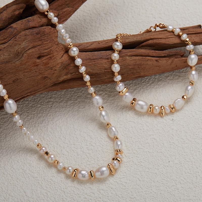 S925 Sterling Silver Natural Freshwater Pearl Color Treasure Item Women'S Trend Handmade String Irregular Bead Silver Versatile Earrings