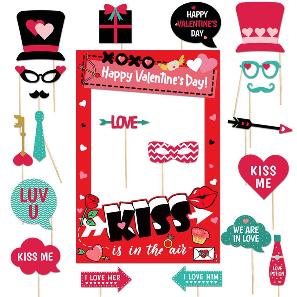 Celebrate Valentine's Day Eve with Photo Booth Properties Accessory Picture Frame for Fun Party Photos Decoration