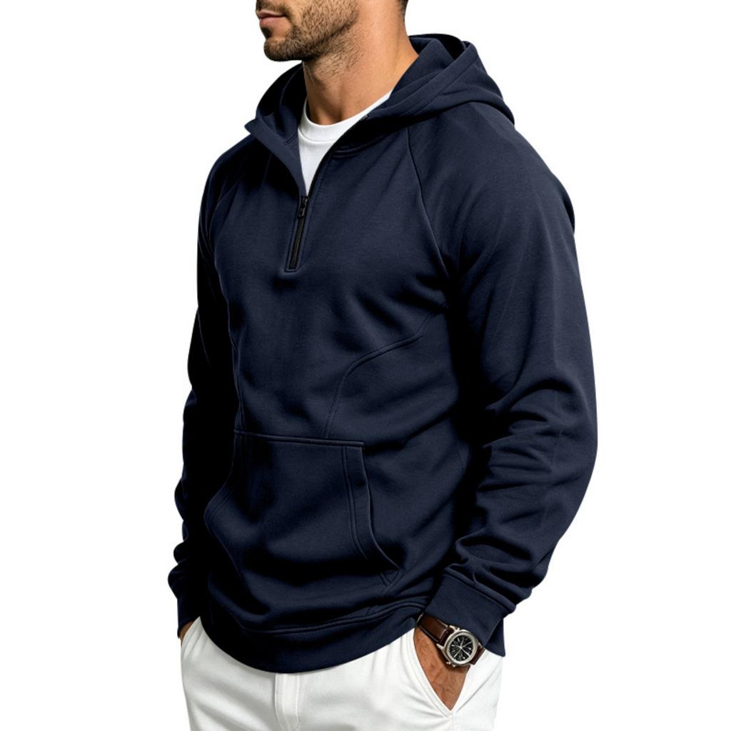 Men's Loose Fit Color Block Hooded Zip-Up Sweatshirt for Outdoor Workout and Fitness