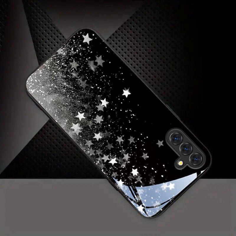 Black and white star pattern tempered glass phone case for Samsung Galaxy S26 S25 S24 S23 S22 S21 S20 fe plus ultra anti drop