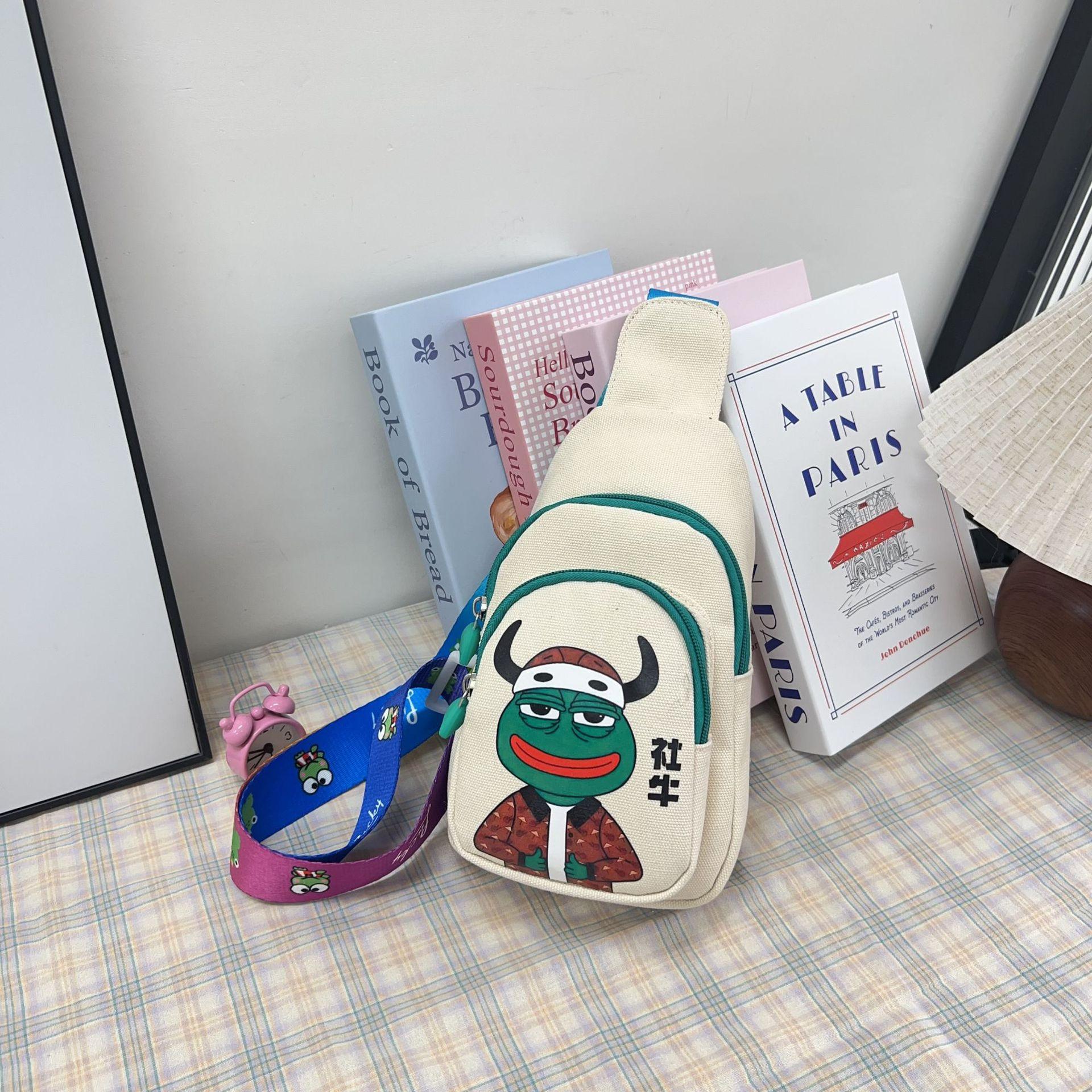 

Women s shoulder bag breast bag 2025 chest diagonal span small backpack crossbody bag student cute bag canvas bag