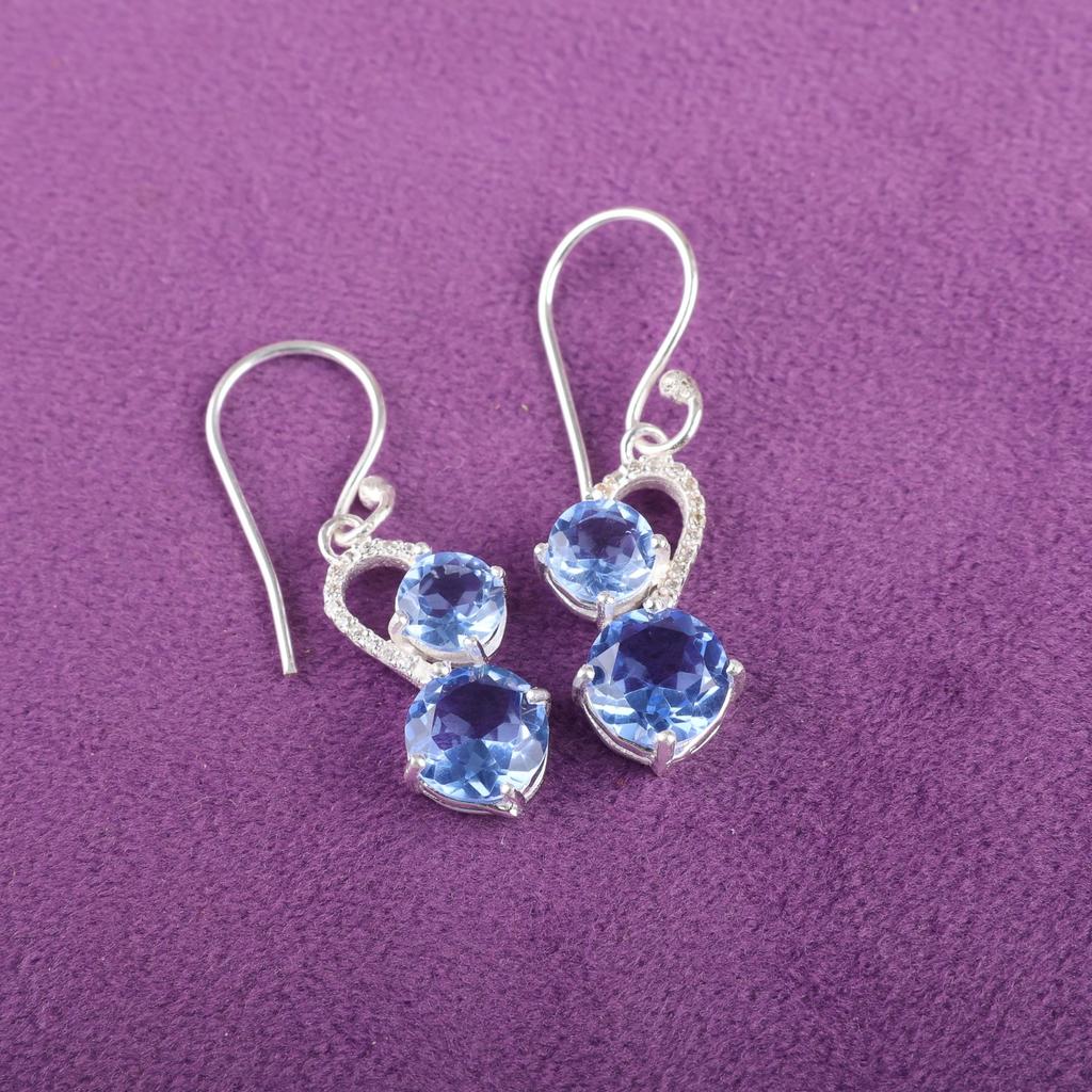 Tanzanite Gemstone 925 Sterling Silver Jewelry Zircon Earrings Thanksgiving Gift CZE-3-5