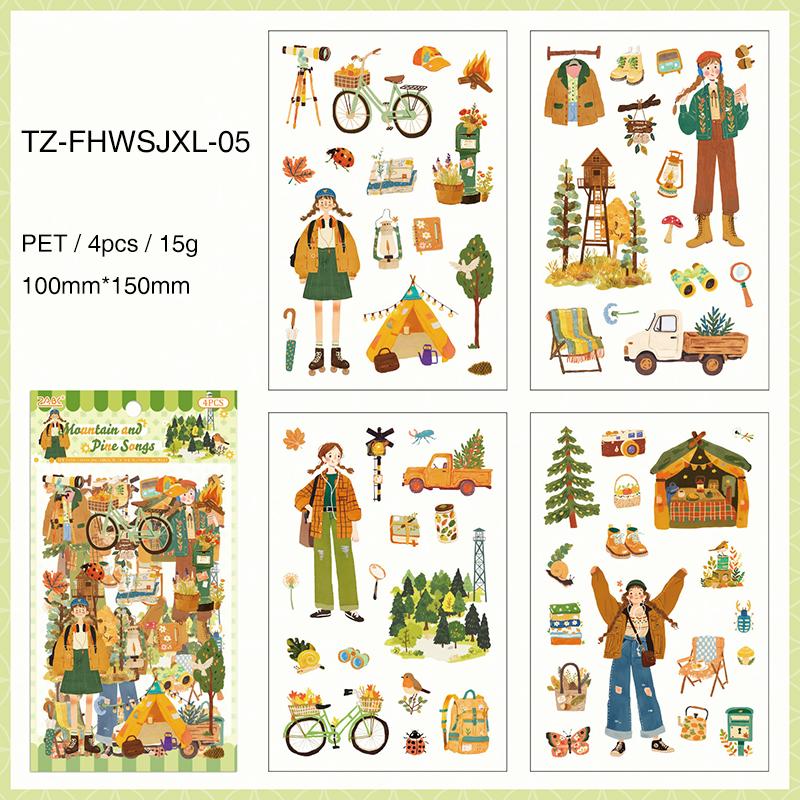 The World of Frogs Series Vintage Life Character Landscape PET Sticker Creative DIY Journal Material Collage Stationery