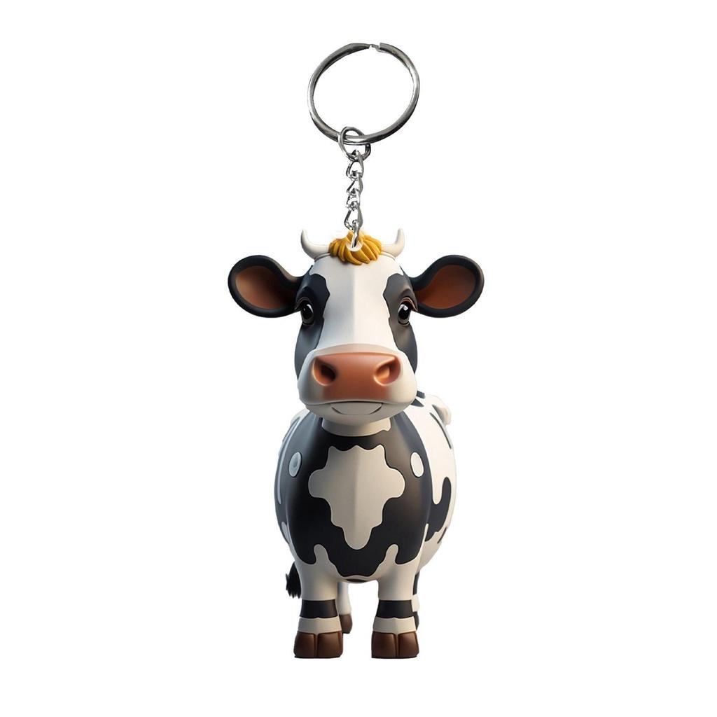 Cow Keychain Cartoon Acrylic Car Keyring Bull Backpacks Pendant Gifts Novelty