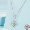 S925 Sterling Silver Lucky Four-leaf Clover Pendant Necklace Hollow Heart Leaf Neck Chain for Women Valentine's Day Gift