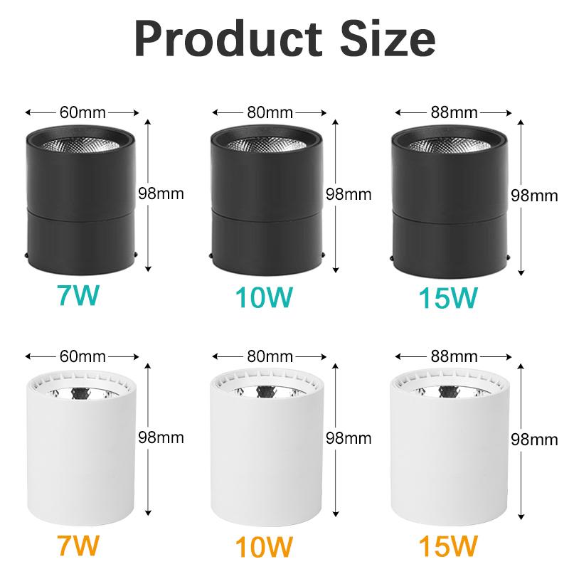 Colors Dimmable Led Downlight Foldable 360° Adjustable Spot Ceiling Lamp 7W 10W 15W Aluminum Led Spotlights For Living Room 220V