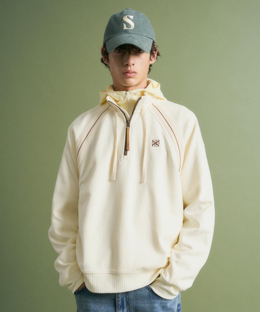 Seteo Lawton Half Zip-Up Sweatshirt Cream