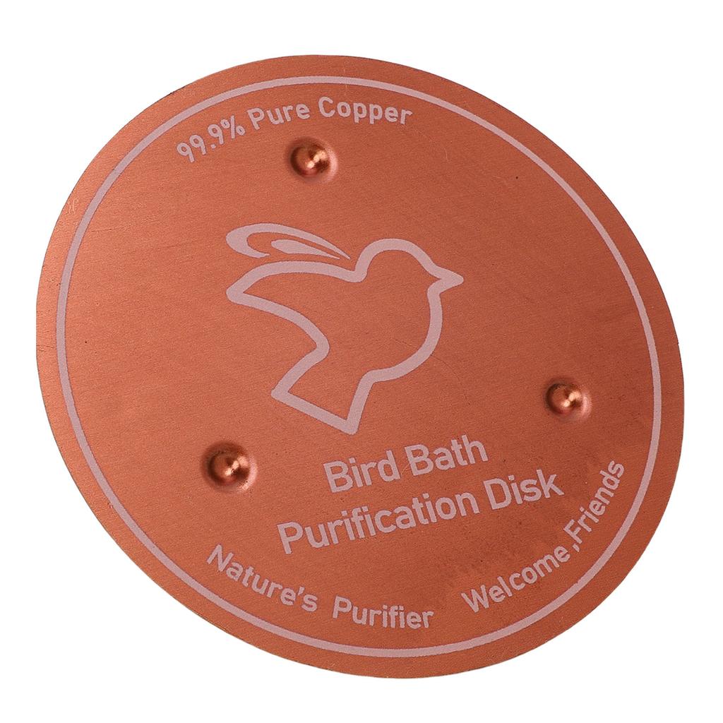 Bird Bath Copper Disk 99.99percent Pure Copper Water Cleaner 1mm Thick with Stable Triple Point Support for Outdoor