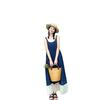 College style blue plaid suspender skirt Thai cool spicy women's summer new blue vest sleeveless dress trendy