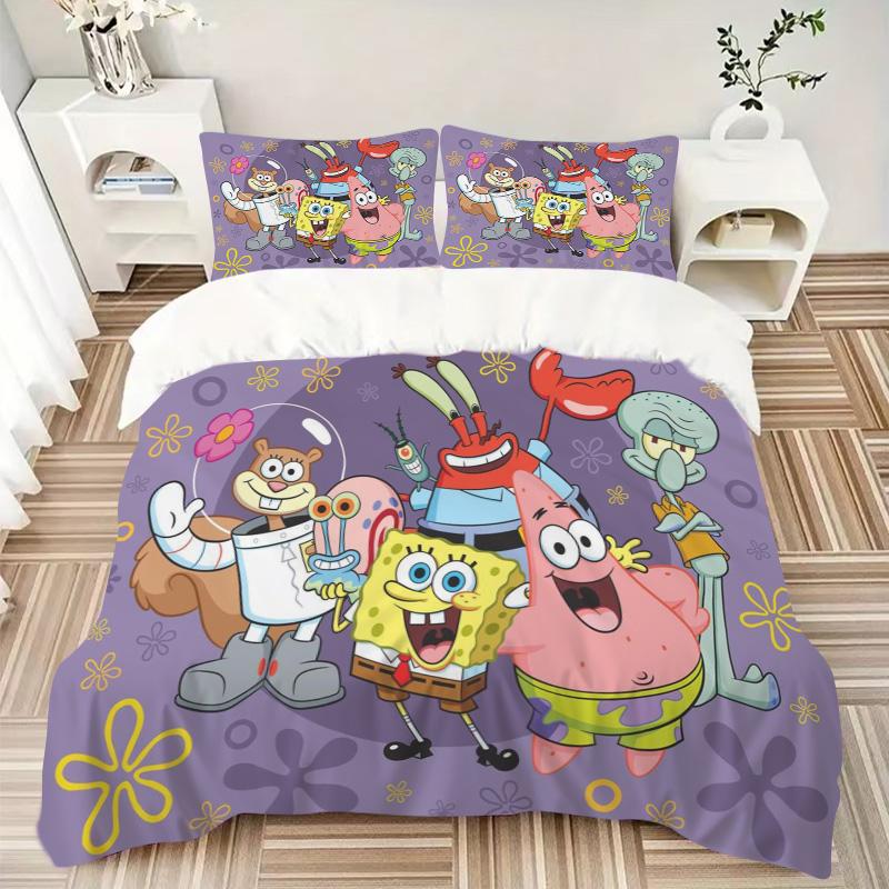 Spongebob Squarepants Adventure Print 3Pcs Bedding Setduvet Cover With 2 Bedropillowcase Home Birthday Gift
