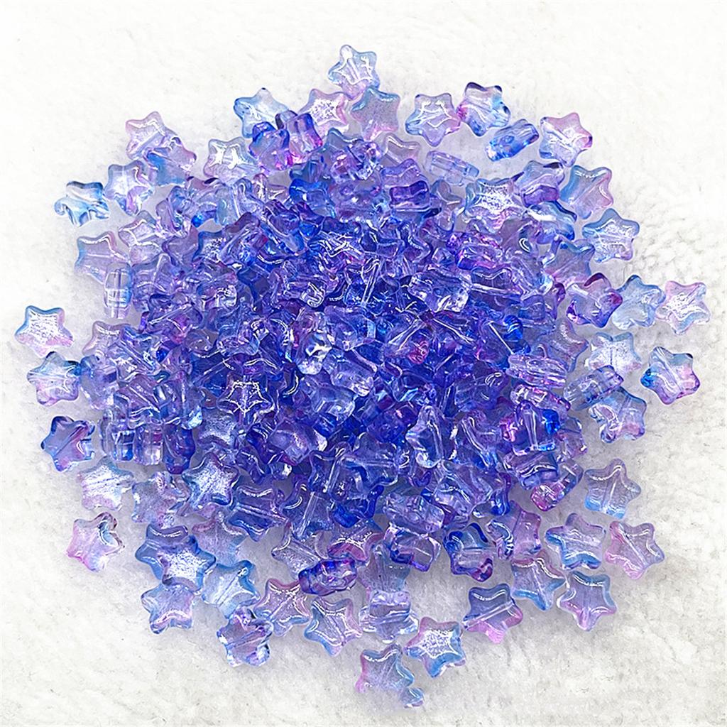 Colorful 30pcs 8mm Mini Polychrome Cute Gradient Five-pointed Star Glass Beads Loose Spacer Beads Jewelry Making DIY Handmade