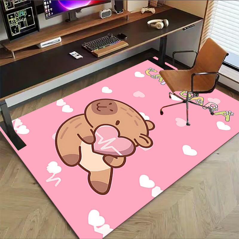 1PC Capybara Love Anti-slip Carpet, Suitable for Office, Bedroomand Playrooms. It Can Also Be Used As a Sofa Footrest cover-R16