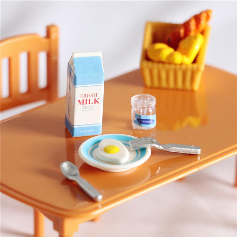 

6Pcs Dollhouse Miniature Eggs And Milk Toys Doll Food Kitchen Accessories