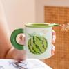 Fruit Mug Ceramic Cup with Lid Home Office Drinking Cup Student Milk Cup Gift Cup Gift Box Ins Style