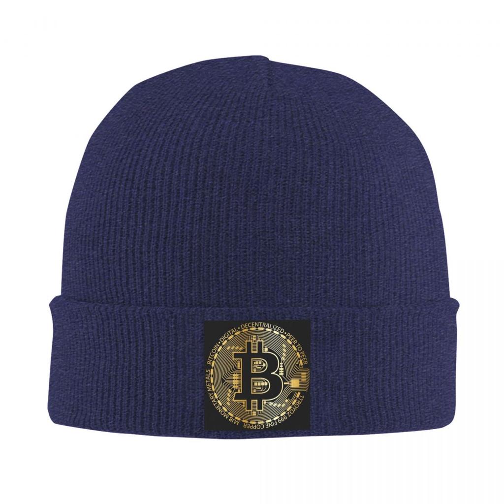 Bitcoin BTC Crypto Currency Warm Knitted Cap Winter Knit Bonnet Hat Skullies Beanies Hip Hop Caps for Unisex